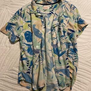 Cat & Jack Tropical Leaf Print Shirt - Blue, Green